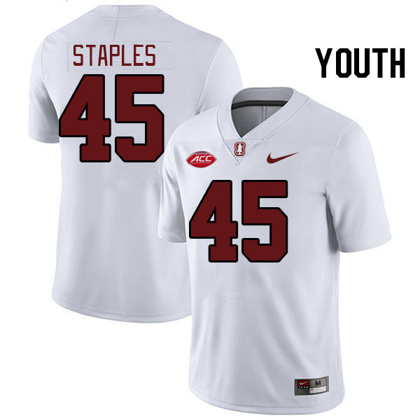 Youth #45 Omar Staples Stanford Cardinal 2024 ACC Conference College Football Jerseys Stitched-White